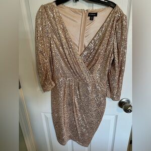 Le Chateau | S | Gold Sequin Wrap Dress